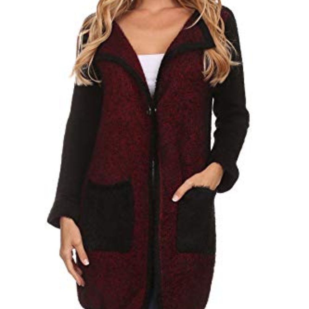 Two Color Maroon Burgundy Black  Sweater